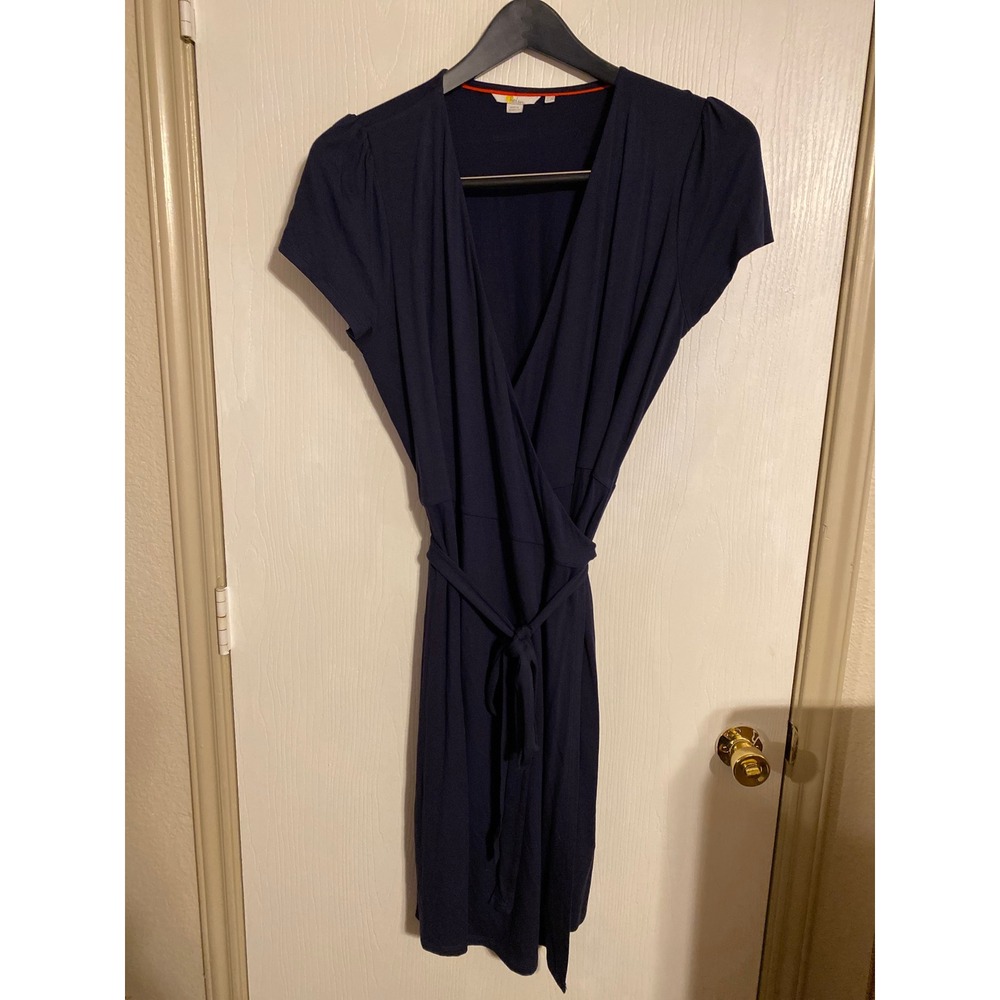 Boden Navy Blue Short Sleeve Wrap Dress Size US 12R